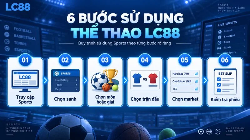 Quy trình 6 bước sử dụng khu vực thể thao LC88