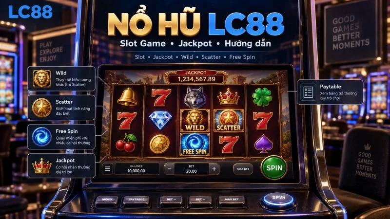 Nổ Hũ LC88 với slot game jackpot Wild Scatter và Free Spin